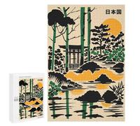 Puzzles pour Adolescents 1000 PCS Japanese Garden Illustration with Torii Gate Puzzles pour Adultes Jeux Amusants Décoration Parfaite Cadeaux Uniques d'anniversaire Et De Noël 1000 PCS