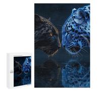 Puzzles pour Adolescents 1000 PCS Leopard Reflections Blue Vs Black Puzzles pour Adultes Assemblage De Modèles De Puzzles Défi À Réaliser Soirée Jeux Et Divertissement en Famille 1000 PCS