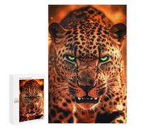 Puzzles pour Adolescents 1000 PCS Leopard's Fiery Gaze Puzzles pour Adultes Jeu De Réflexion Décoration Intérieure Activités Amusantes À La Maison 1000 PCS