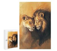 Puzzles pour Adolescents 1000 PCS Lion Couple Portrait Puzzles pour Adolescents, Jouets Anti-Stress, Décoration Murale, Cadeaux d'anniversaire Et De Noël Uniques 1000 PCS