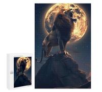Puzzles pour Adolescents 1000 PCS Lion Roaring at The Moon Puzzles pour Adultes Jeu De Réflexion Décoration Intérieure Activités Amusantes À La Maison 1000 PCS