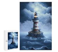 Puzzles pour Adolescents 1000 PCS Lonely Lighthouse in Stormy Seas Puzzles pour Adultes Jeu Familial Décoration Parfaite Difficile À Compléter 1000 PCS
