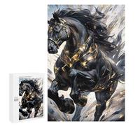 Puzzles pour Adolescents 1000 PCS Majestic Black Horse Puzzles pour Adolescents, Jouets À Faire Soi-même, Activités Amusantes À La Maison pour Passer Le Temps, 1000 PCS