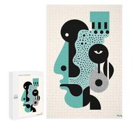 Puzzles pour Adolescents 1000 PCS Minimalist Abstract Face - Modern Geometric Art Puzzles pour Adultes - Jeu Manuel Anti-Stress - Cadeaux Uniques pour Anniversaire Et Noël 1000 PCS