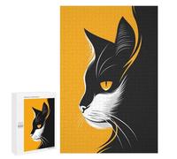 Puzzles pour Adolescents 1000 PCS Minimalist Cat Vector Portrait in Black and Orange Puzzles pour Adultes, Jouets Anti-Stress, Activités Amusantes À Faire À La Maison, 1000 PCS