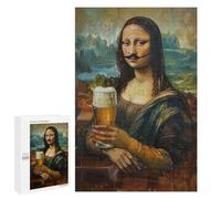 Puzzles pour Adolescents 1000 PCS Mona Lisa Beer Mustache Puzzles pour Adolescents, Jouets Anti-Stress, Décoration Murale, Cadeaux d'anniversaire Et De Noël Uniques 1000 PCS