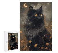 Puzzles pour Adolescents 1000 PCS Mystic Black Cat and Moon Casse-têtes pour Adultes Jeu De Réflexion Assemblage De Motifs Interaction Parent-Enfant 1000 PCS