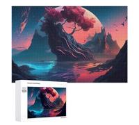 Puzzles pour Adolescents 1000 PCS Mystical Planet with Red Tree Puzzles pour Adultes Jeu De Réflexion Décoration Intérieure Activités Amusantes À La Maison 1000 PCS