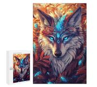 Puzzles pour Adolescents 1000 PCS Mystical Wolf with Feather Puzzles pour Adultes Jeux De Société en Famille Améliorer La Mémoire Cadeaux d'anniversaire Uniques 1000 PCS