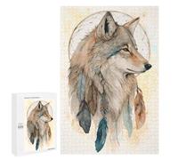Puzzles pour Adolescents 1000 PCS Native American Wolf Puzzles, Jeux Amusants, Assemblage De Motifs, Cadeaux Uniques d'anniversaire Et De Noël 1000 PCS