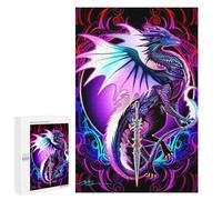 Puzzles pour Adolescents 1000 PCS Neon Dragon Sword Art Print Jeu De Puzzle Familial Décoration Parfaite Cadeaux Uniques pour Un Anniversaire Et Noël 1000 PCS
