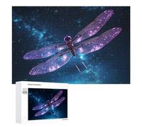 Puzzles pour Adolescents 1000 PCS Neon Dragonfly in Starry Sky Puzzle Anti-Stress, Jouet Idéal pour Une Décoration Amusante À La Maison, 1000 PCS