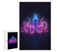 Puzzles pour Adolescents 1000 PCS Neon Octopus on Dark Background Puzzle pour Adultes Jeux Relaxants Décoration Murale pour Les Joueurs 1000 PCS