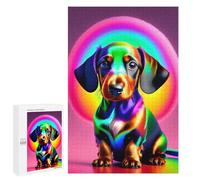 Puzzles pour Adolescents 1000 PCS Neon Rainbow Dachshund Art Print Jeu De Puzzle Familial Décoration Parfaite Cadeaux Uniques pour Un Anniversaire Et Noël 1000 PCS