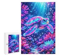 Puzzles pour Adolescents 1000 PCS Neon Turtle Underwater Coral Reef Casse-tête pour Adultes, Jeu De Réflexion Difficile, Original, Cadeau d'anniversaire 1000 PCS
