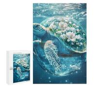 Puzzles pour Adolescents 1000 PCS Oceanic Serenity Turtle with Flowers Puzzles pour Adultes Assemblage De Modèles De Puzzles Défi À Réaliser Soirée Jeux Et Divertissement en Famille 1000 PCS