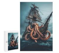 Puzzles pour Adolescents 1000 PCS Octopus Attacks Ship in Stormy Sea Puzzles pour Adultes Activités Familiales Interaction Parent-Enfant Jeu Au Design Élégant 1000 PCS
