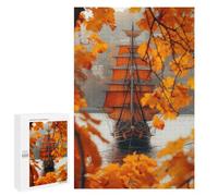 Puzzles pour Adolescents 1000 PCS Orange Pirate Ship Puzzles pour Adolescents, Jouets Anti-Stress, Décoration Murale, Cadeaux d'anniversaire Et De Noël Uniques 1000 PCS