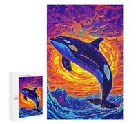 Puzzles pour Adolescents 1000 PCS Orca Breaching Vibrant Ocean Art Puzzles Jeux De Détente Décoration Parfaite Cadeaux Uniques d'anniversaire Et De Noël 1000 PCS
