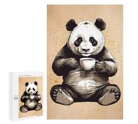 Puzzles pour Adolescents 1000 PCS Panda and Coffee Puzzles pour Adultes Jeux Relaxants Décoration Murale Activités Amusantes À La Maison 1000 PCS