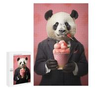 Puzzles pour Adolescents 1000 PCS Panda with Ice Cream Puzzles pour Adolescents Jeux Relaxants Assemblage De Motifs Cadeaux Uniques d'anniversaire Et De Noël 1000 PCS