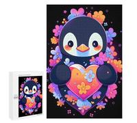 Puzzles pour Adolescents 1000 PCS Penguin Flowers and Hearts Puzzles, Jeux Relaxants, Décoration Intérieure, Cadeaux Et Idées Cadeaux Uniques pour Un Anniversaire 1000 PCS
