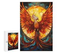 Puzzles pour Adolescents 1000 PCS Phoenix Stained Glass Puzzles pour Adolescents, Jouets Anti-Stress, Décoration Murale, Cadeaux d'anniversaire Et De Noël Uniques 1000 PCS