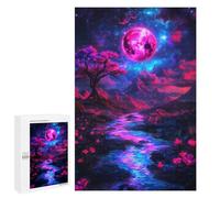 Puzzles pour Adolescents 1000 PCS Pink Moon Landscape Puzzles pour Adultes Jouets Anti-Stress pour S'amuser en Famille Interaction Parent-Enfant 1000 PCS
