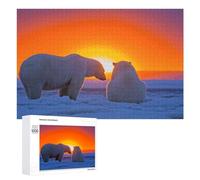 Puzzles pour Adolescents 1000 PCS Polar Bears Sunset Arctic Puzzles pour Adultes Jeux Relaxants Découpe De Précision Jeu Stimulant Cadeaux 1000 PCS