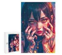 Puzzles pour Adolescents 1000 PCS Puzzle pour Adultes Anime Girl with Orange Eyes Puzzle Mural Difficile À Difficile Aide À Exercer Le Cerveau 1000 PCS
