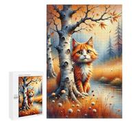 Puzzles pour Adolescents 1000 PCS Puzzle pour Adultes Autumn Cat in Forest Puzzle Mural Difficile À Difficile Aide À Exercer Le Cerveau 1000 PCS