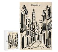 Puzzles pour Adolescents 1000 PCS Puzzles Barcelona Street Illustration Puzzle Jeu Manuel Décoration Murale Idéal comme Cadeau pour Toute La Famille 1000 PCS