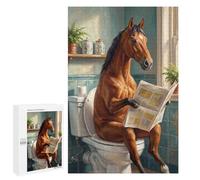 Puzzles pour Adolescents 1000 PCS Puzzles Horse Reading Newspaper on Toilet Puzzle Jeu Manuel Décoration Murale Idéal comme Cadeau pour Toute La Famille 1000 PCS