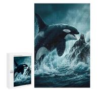 Puzzles pour Adolescents 1000 PCS Puzzles Orca and Seal in Ocean Puzzle Jeu Manuel Décoration Murale Idéal comme Cadeau pour Toute La Famille 1000 PCS