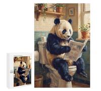Puzzles pour Adolescents 1000 PCS Puzzles Panda Reading Newspaper on Toilet Puzzle Jeu Manuel Décoration Murale Idéal comme Cadeau pour Toute La Famille 1000 PCS