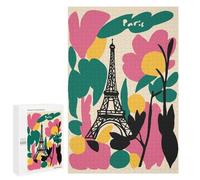 Puzzles pour Adolescents 1000 PCS Puzzles Paris Eiffel Tower Floral Art Puzzle Jeu Manuel Décoration Murale Idéal comme Cadeau pour Toute La Famille 1000 PCS