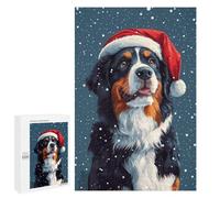 Puzzles pour Adolescents 1000 PCS Puzzles pour Adultes Bernese Mountain Dog in Santa Hat Christmas Dog Wall Art Jeux De Société en Famille Offre Cadeau d'anniversaire pour Toute La Famille 1000 PCS