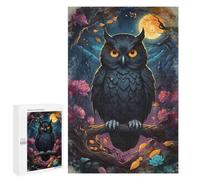 Puzzles pour Adolescents 1000 PCS Puzzles pour Adultes Black Owl Under Full Moon Jeux De Société en Famille Offre Cadeau d'anniversaire pour Toute La Famille 1000 PCS