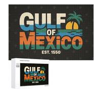 Puzzles pour Adolescents 1000 PCS Puzzles pour Adultes Gulf of Mexico Retro Graphic Jeu De Réflexion Amusant Et Humoristique pour Stimuler Le Cerveau 1000 PCS