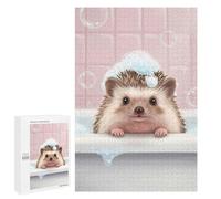 Puzzles pour Adolescents 1000 PCS Puzzles pour Adultes Hedgehog in Bathtub with Bubbles Jeux De Société en Famille Offre Cadeau d'anniversaire pour Toute La Famille 1000 PCS