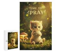 Puzzles pour Adolescents 1000 PCS Puzzles pour Adultes Kitten Praying in Forest Jeux De Société en Famille Offre Cadeau d'anniversaire pour Toute La Famille 1000 PCS