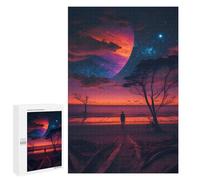 Puzzles pour Adolescents 1000 PCS Puzzles pour Adultes Mystical Beach Under A Giant Planet Jeux De Société en Famille Offre Cadeau d'anniversaire pour Toute La Famille 1000 PCS