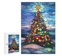Puzzles pour Adolescents 1000 PCS Puzzles pour Adultes Stained Glass Christmas Tree Jeux De Société en Famille Offre Cadeau d'anniversaire pour Toute La Famille 1000 PCS