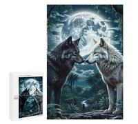Puzzles pour Adolescents 1000 PCS Puzzles pour Adultes Two Wolf in Forest Moon Jeu De Réflexion Amusant Et Humoristique pour Stimuler Le Cerveau 1000 PCS