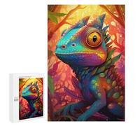 Puzzles pour Adolescents 1000 PCS Rainbow Lizard in Fantasy Forest Puzzle Anti-Stress, Jouet Idéal pour Une Décoration Amusante À La Maison, 1000 PCS