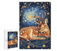 Puzzles pour Adolescents 1000 PCS Resting Deer in Starry Night Puzzles pour Adolescents, Jouets Anti-Stress, Décoration Murale, Cadeaux d'anniversaire Et De Noël Uniques 1000 PCS