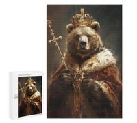Puzzles pour Adolescents 1000 PCS Royal Bear King Crowned Artwork Puzzles pour Adolescents - Jeu Familial - Décoration Murale - Interaction Parent-Enfant 1000 PCS