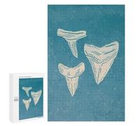 Puzzles pour Adolescents 1000 PCS Shark Teeth Illustration on Blue Background Puzzles pour Adultes, Jouets Anti-Stress, Activités Amusantes À Faire À La Maison, 1000 PCS