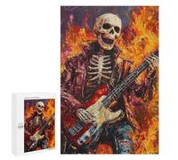 Puzzles pour Adolescents 1000 PCS Skeleton Rocker in Flames Painting Puzzles pour Adolescents, Jouets Anti-Stress, Décoration Murale, Cadeaux d'anniversaire Et De Noël Uniques 1000 PCS