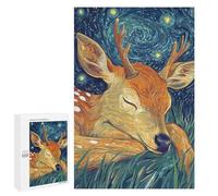 Puzzles pour Adolescents 1000 PCS Sleeping Deer Under Starry Night Puzzles pour Adultes Jouets Anti-Stress Améliorent La Mémoire Difficiles Et Stimulants 1000 PCS